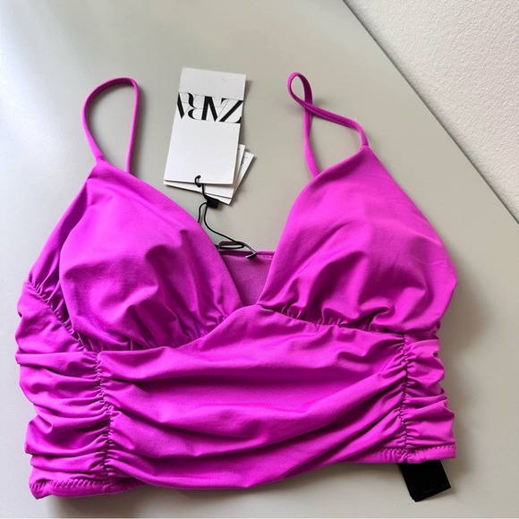 NWT Zara V-neck bikini top with removable cups and adjustable thin straps. - Picture 7 of 7
